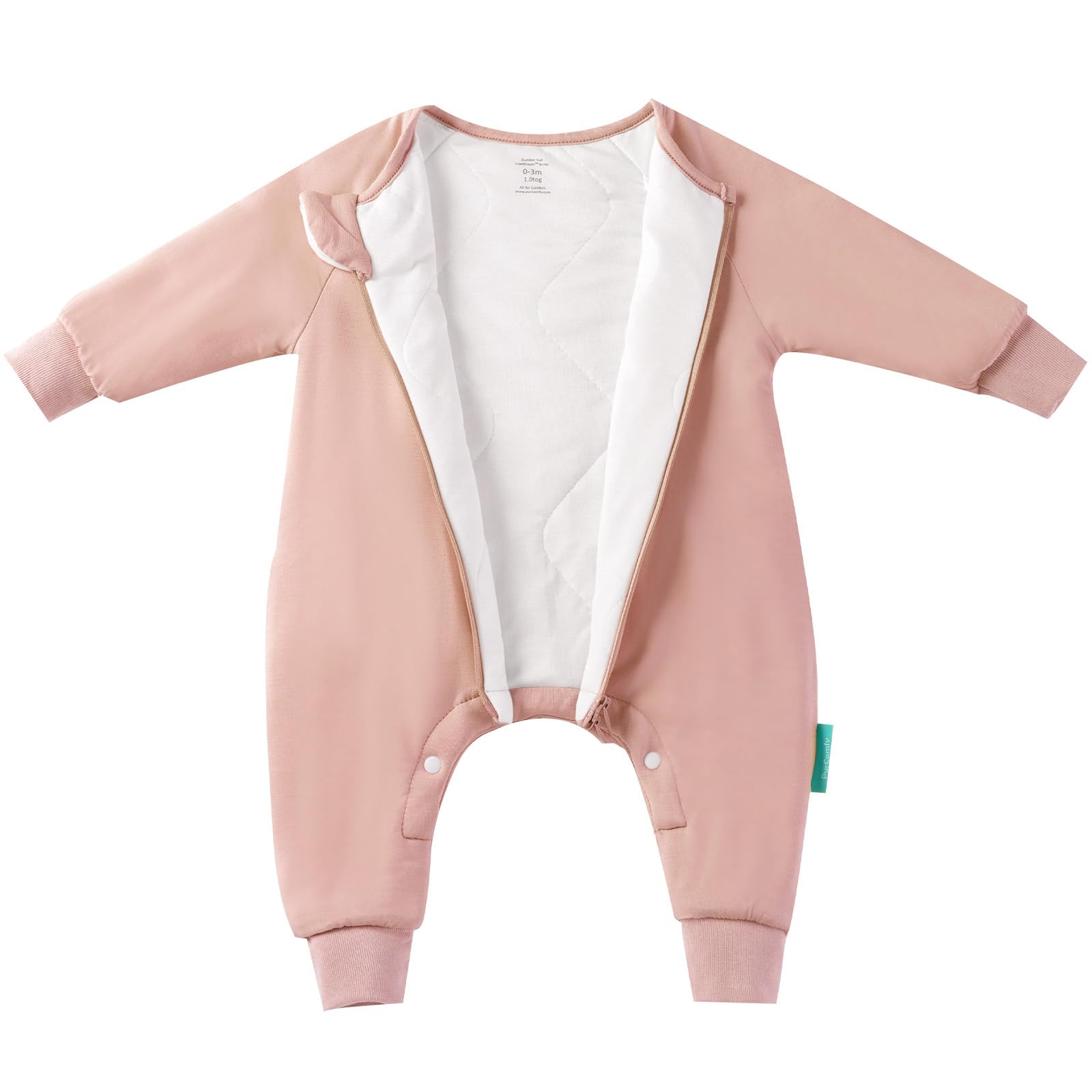 PurComfy Supersoft Baby Safe Sleep Sleepsuit, Zipper + Snap for Easy Diaper Changes 3-6 Months, Blush