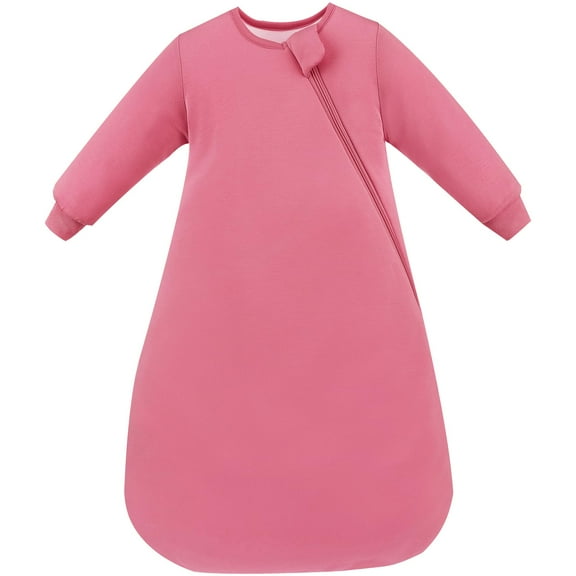 PurComfy Supersoft Long Sleeve Sleep Sack 1.0 TOG, Premium Baby Sleeping Bag 2-Way Zipper Sleep Sack with Sleeves 3-6 Month, Berry
