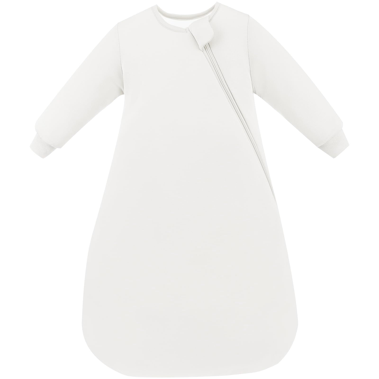 PurComfy Supersoft Long Sleeve Sleep Sack 1.0 TOG, Premium Baby Sleeping Bag 2-Way Zipper Sleep Sack with Sleeves 3-6 Month, Cream