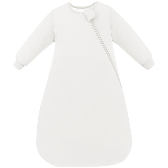 PurComfy Supersoft Long Sleeve Sleep Sack 1.0 TOG, Premium Baby Sleeping Bag 2-Way Zipper Sleep Sack with Sleeves 3-6 Month, Cream