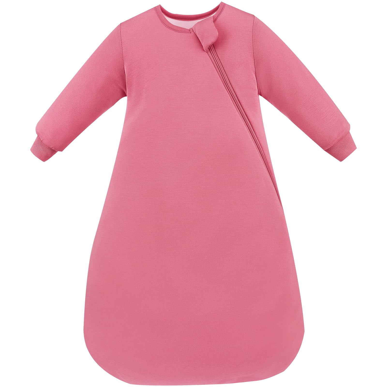 PurComfy Supersoft Long Sleeve Sleep Sack 1.0 TOG, Premium Baby Sleeping Bag 2-Way Zipper Sleep Sack with Sleeves 6-15 Month, Berry