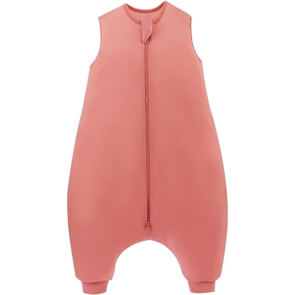 PurComfy Supersoft Toddler Sleep Sack With Feet 1.0 Tog, Premium Bamboo Viscose Sleep Sacks With Legs 2-Way Zipper Sleep Bag Walker 6-15 Month, Coral