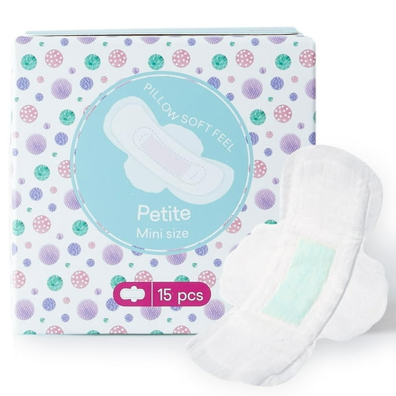 PurComfy Teens Period Pads with Wings for Tweens, Organic Cotton Sanitary Pads for Teen Girls 9-14, Mini Petite, 15 CT
