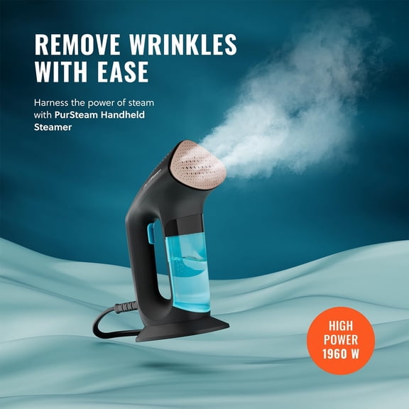 PurSteam SteamPulse Pro Handheld Steamer for Clothes, Portable Handheld Fabric and Garment Travel Steamer Iron Press Wrinkle Remover with Fabric Brush