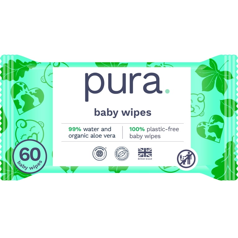 Pura Fragrance Free Sensitive EWG Verified Plastic Free Wipes, 60