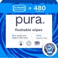 thumbnail image 1 of Pura Flushable Fragrance-Free Allergy UK Certified Toilet Wipes, 480 Count (Choose Your Count), 1 of 7