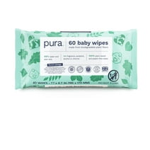 Pura Fragrance Free Sensitive EWG Verified Plastic Free Wipes, 60 Count (Choose Your Count)