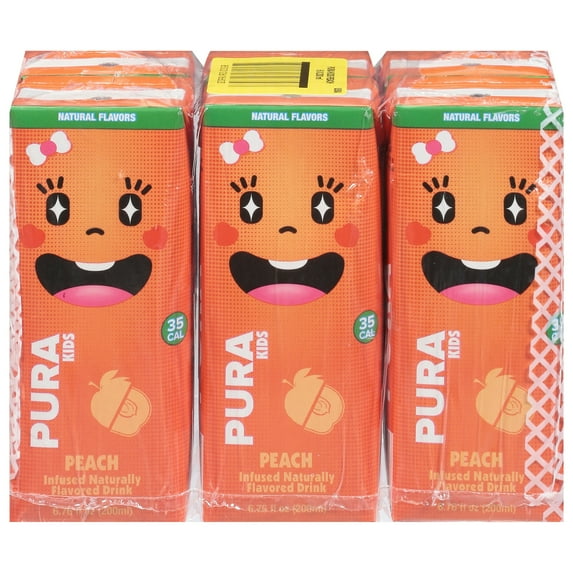 Pura Kids Water Peach 6-Pack 40.56 fl oz (Pack Of 4)