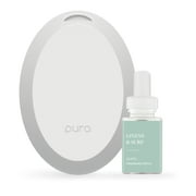 Pura Mini Smart Fragrance Diffuser for Small Spaces Adjustable Smart Home Device with LED Light & Automatic Vial Detection - Includes 1 Scent Refill - Linens & Surf