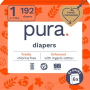 Pura Sensitive Soft Sustainable Baby Diapers Size 7, 51 Count (Choose Your Size and Count)
