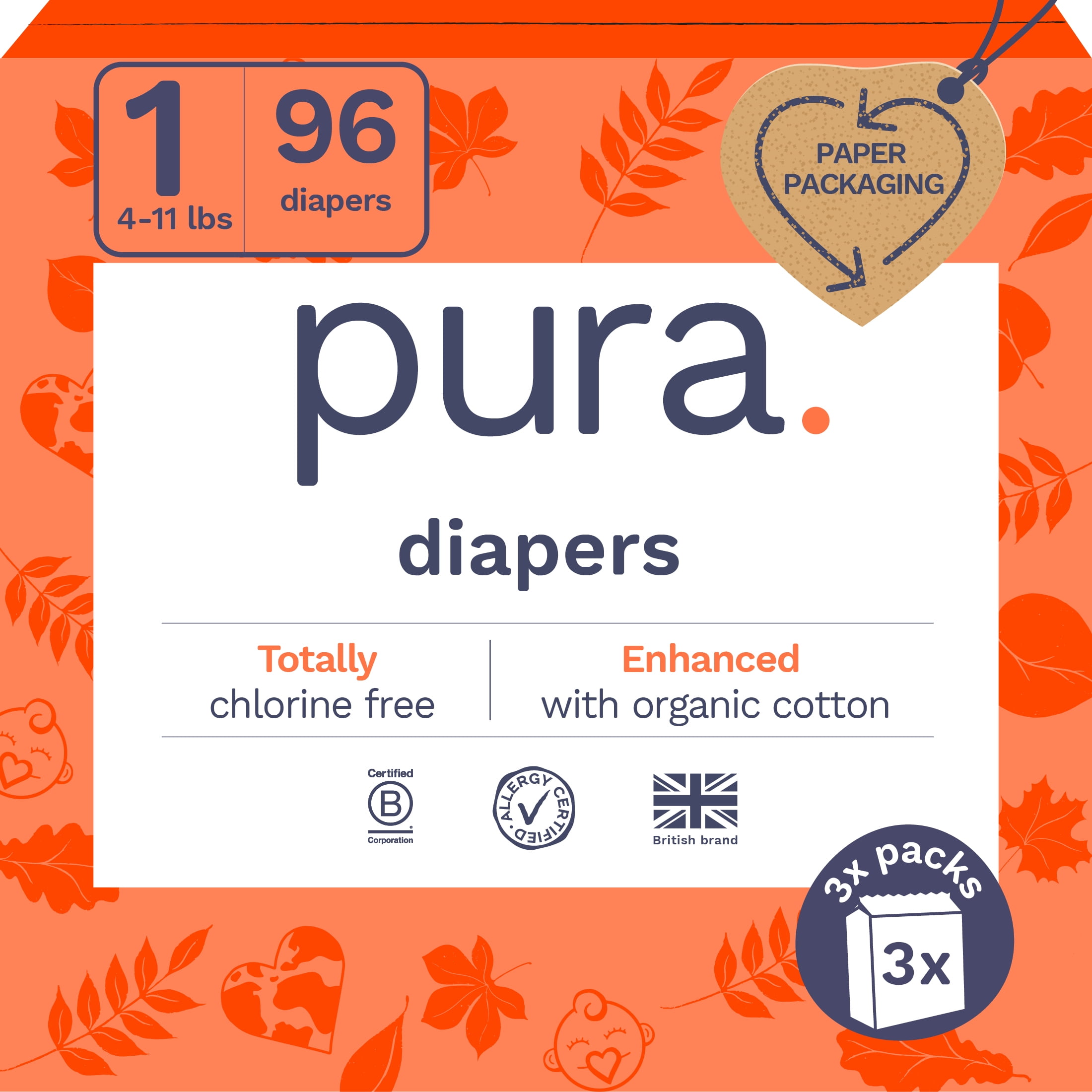 Walmart discount codes: Pura Sensitive Soft Sustainable Baby Diapers Size 1, Count 96 with Umbilical Cut-Out