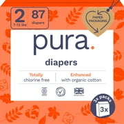 Pura Sensitive Soft Sustainable Baby Diapers Size 2, 87 Count Choose Your Size and Count