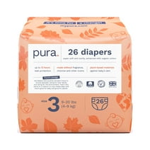 Pura Sensitive Soft Sustainable Baby Diapers Size 3, 26 Count (Choose Your Size and Count)