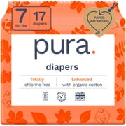 Pura Sensitive Soft Sustainable Baby Diapers Size 7, 17 Count Choose Your Size and Count