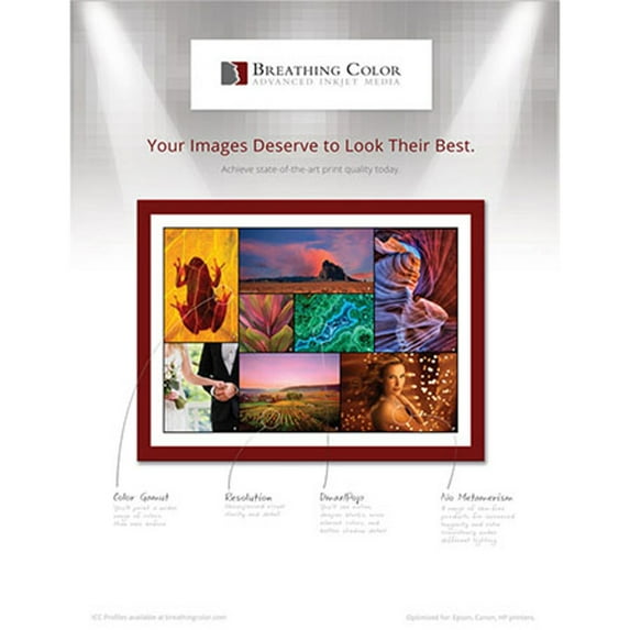 Breathing Color Pura Velvet, Aqueous Fine Art Paper, Velvet Textured, Matte Surface, 310gsm, 17x22", 25 Sheets