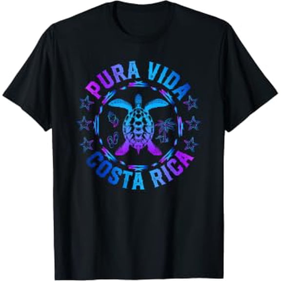 Pura Vida Beach Vacation Costa Rica Tropical Sea Turtle T-Shirt