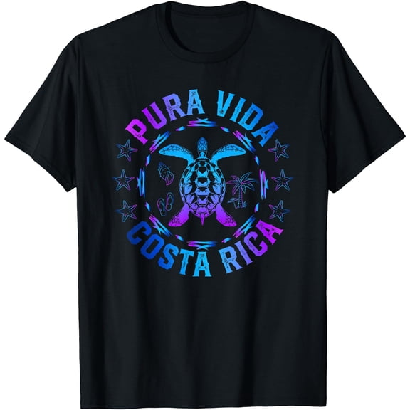 Pura Vida Beach Vacation Costa Rica Tropical Sea Turtle T-Shirt