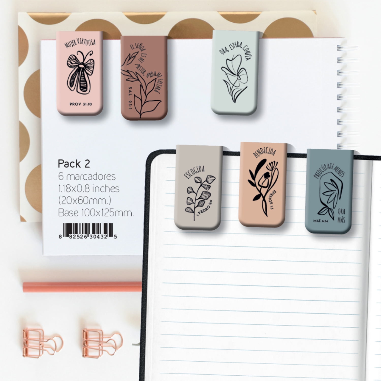 Pastel Magnetic Bookmarks Set Of 6 - Ideal For Books, Bibles, And Notebooks