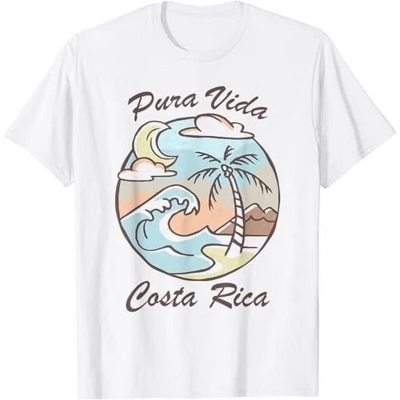 Pura Vida Costa Rica T-Shirt Colorful Tropical Beach Tee T-Shirt