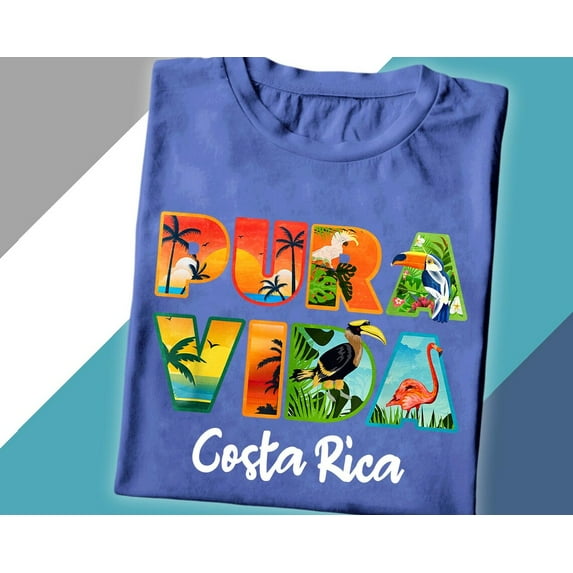 Pura Vida Costa Rica T-Shirt: Tropical Jungle Sunset Vacation Souvenir All Size S-5Xl