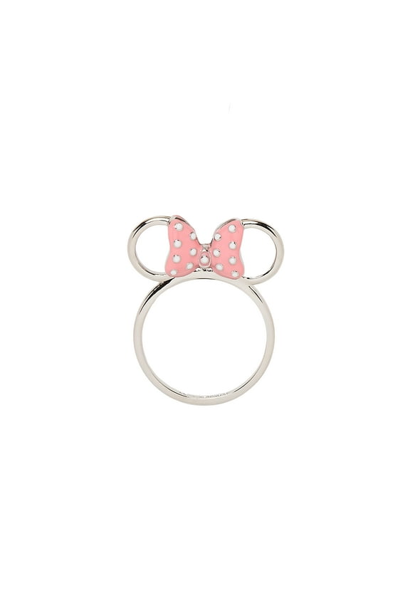 Silver Disney Minnie Mouse Cutout Ring - Brass Base Band, Rhodium Plating - Size 7