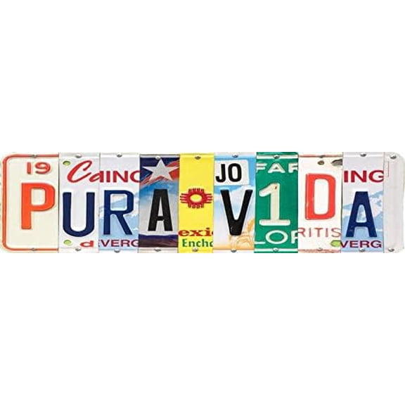 Pura Vida Vintage Style Wall Decor Poster Plaque - Tin Door Sign 4x16 Inches