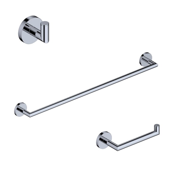Pura WSBC 203290A CR Bathroom Accessory Set with 20" towel bar, toilet paper holder & bathroom hook