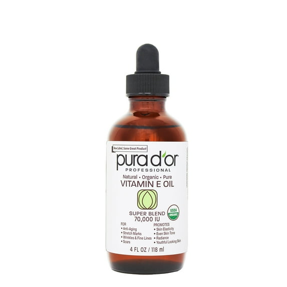 Pura d'or Vitamin E Oil - 4 oz (Packaging May Vary)