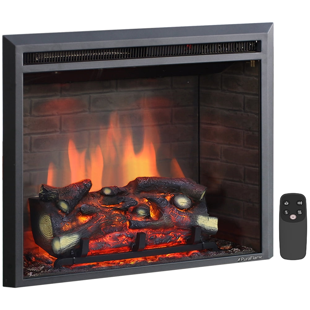PuraFlame EF43D Electric Fireplace Insert, 1500W, with Log Indoor Fire