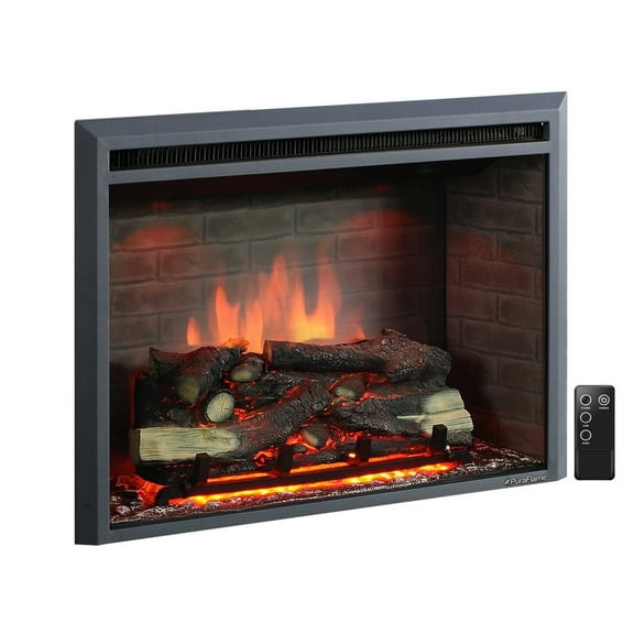 PuraFlame Western 33" EF45D Electric Fireplace Insert, Crackling Sound, Remote, 750/1500W, 55.8 lbs