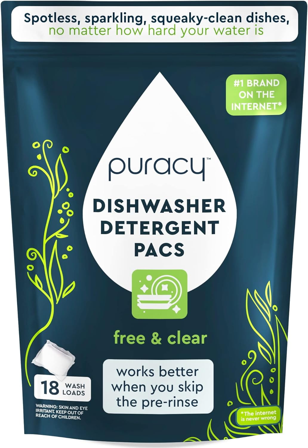 Puracy Dishwasher Pods Natural Dishwasher Detergent Cleaner Dish