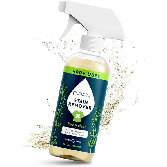 Puracy - Laundry Stain Remover Spray - Natural Spot Cleaner, Free & Clear, 12oz