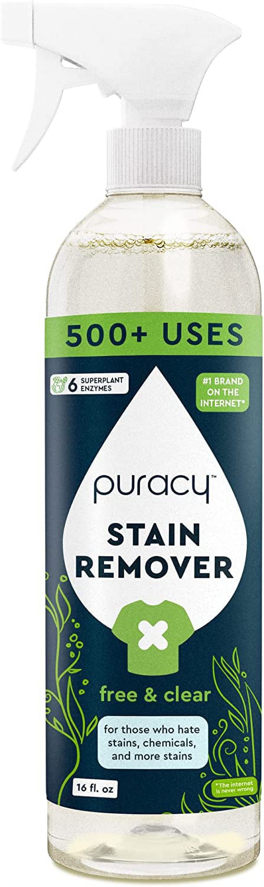 Puracy Laundry Stain Remover Spray Natural Spot Cleaner, Free & Clear