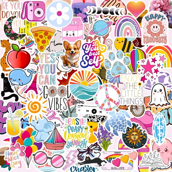 Puraesla 300PCS Water Bottle Stickers for Adults/Kids, Cute Aesthetic Stickers Pack for Journaling, Scrapbooking, Laptop, Vision Board kit, Planners Waterproof Vinyl for Teens, Girls (100)
