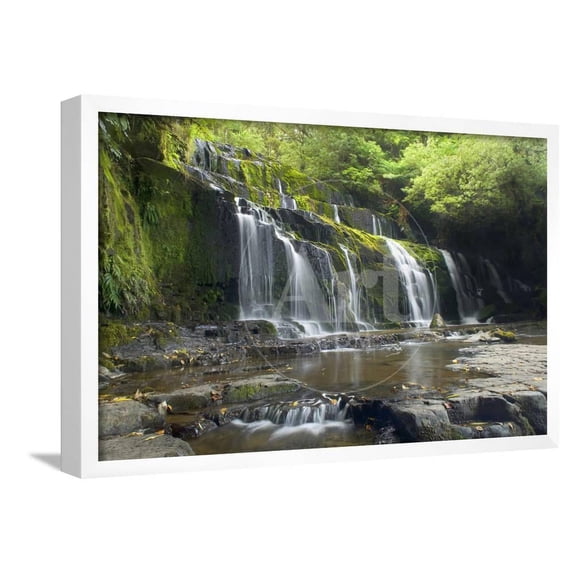Purakaunui Falls Beautiful Waterfall Within Dense, Framed Art Print Wall Art Sold by Art.Com