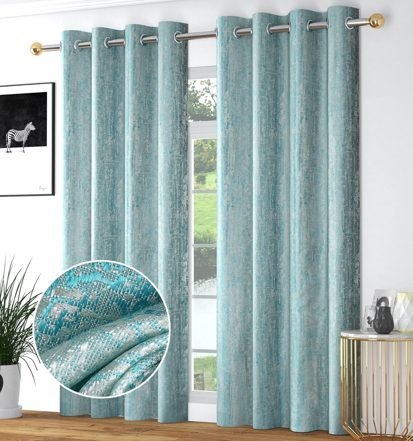 Purav Light Jacquard Blackout Jute Curtains for Door 8 Feet Living Room ...
