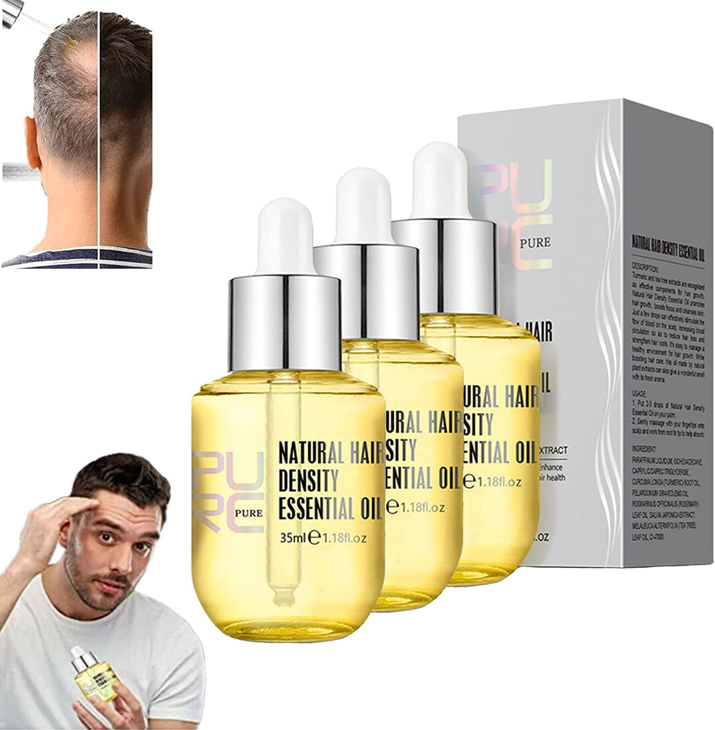 Purc Hair Density Essential Oil, Purc Oil for Hair Growth, Natural Hair Regrowth Serum for Women