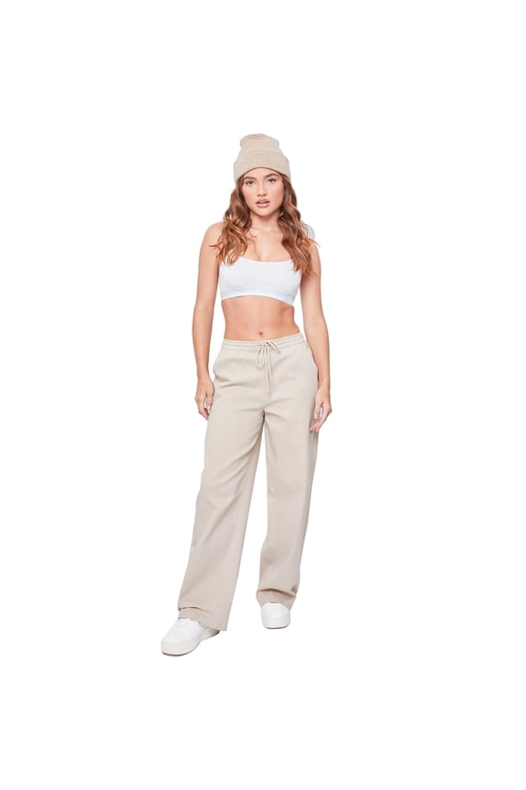 Purchase Description YMI Women's Wide Leg Jogger High Waist Baggy Pants with Front Pockets - Sesame - Size Large