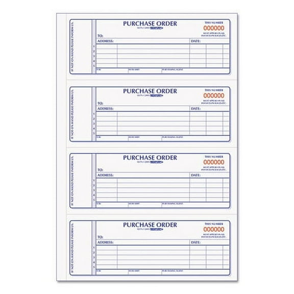 Purchase Order Book, Two-Part Carbonless, 7 X 2.75, 4/page, 400 Forms | Bundle of 2 Each