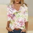 thumbnail image 1 of Purchases / History 3/4 Sleeve T Shirts For Women Floral V Neck T Shirts Going Out Summer Fashion Tops 2025 Dressy Casual Shirts Y2K Cute Boho Shirts Women Clothes On Same Day Delivery, 1 of 4