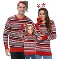 thumbnail image 1 of Purcoar Family Matching Sweaters Stripe Knitting Pullover, 1 of 7