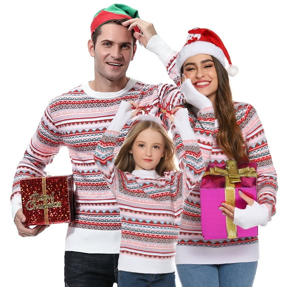 Purcoar Family Matching Sweaters Stripe Knitting Pullover