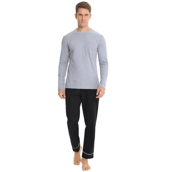 Purcoar Mens Pajamas Set Long Sleeve Sleepwear Loungewear Pj Sets