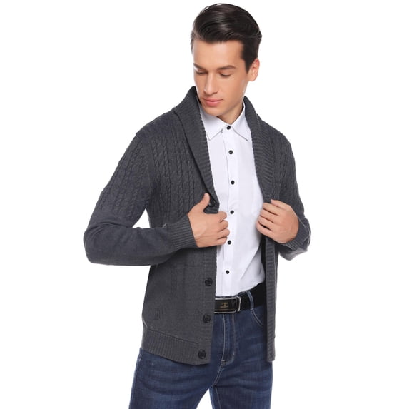Purcoar Mens V-Neck c Long Sleeve Cardigan Cover-up