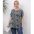 thumbnail image 1 of Purcoar Women Plus Size Round Neck T-Shirt Printed Floral Top, 1 of 5