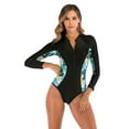 thumbnail image 1 of Purcoar Women's Long Sleeve one Piece Swimsuit Zipper Floral Printed Surfing Bathing Suit, 1 of 5