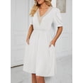 thumbnail image 1 of Purcoar Women's Summer Dress Short Sleeve V-Neck Midi Dress With Pocket, 1 of 7