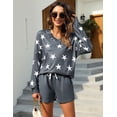 thumbnail image 1 of Purcoar Womens Outfits Set Casual 2 Piece Long Sleeve Tops & Shorts with Pocket Loungewear, 1 of 8