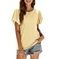 thumbnail image 1 of Purcoar Womens Ruffle Blouses Summer Shirts Short Sleeve Knit Tops, 1 of 5