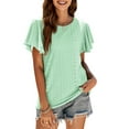 thumbnail image 1 of Purcoar Womens Ruffle Blouses Summer Shirts Short Sleeve Knit Tops, 1 of 4